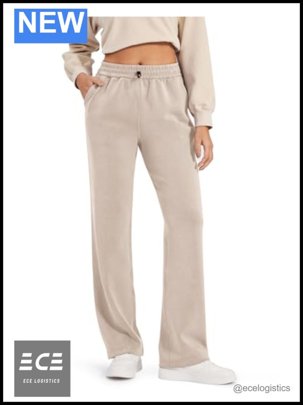 Wide Leg Sweatpants Drawcord High Waist Pull On with Pockets